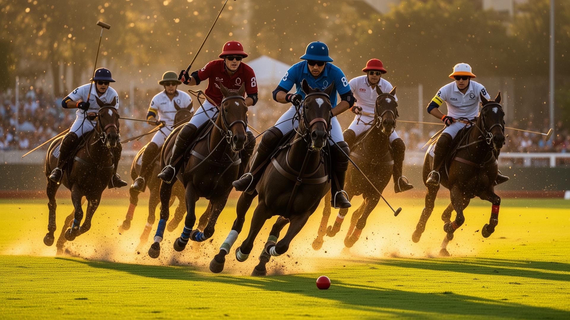 Professional polo players competing in a match